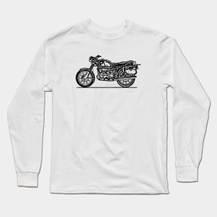 R75 Bike With Leather Pack Sketch Art Long Sleeve T-Shirt